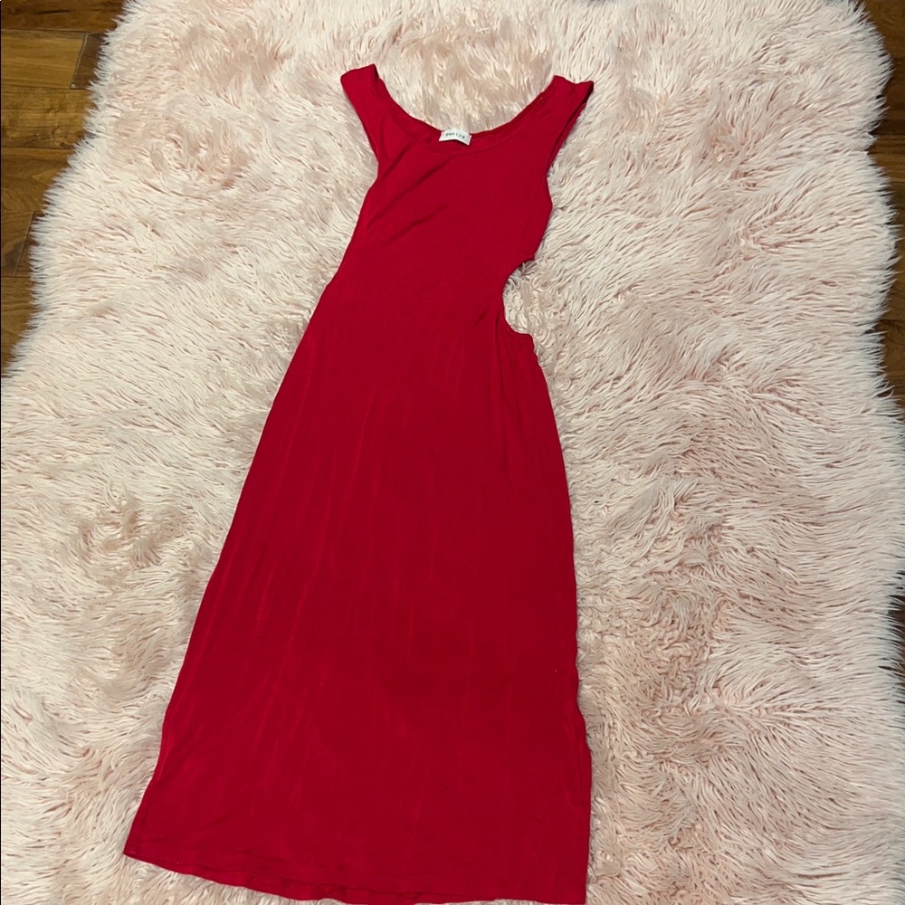 Red Cutout Maxi Dress Size Small Back Knot Detail Sleeveless Bodycon Dress
